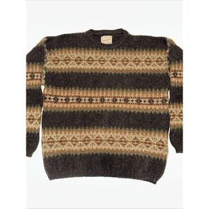 Woolrich Vintage Aztec Brown wool Sweater size large grandpa Western
